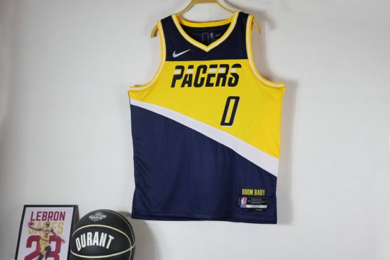 Maillot de Basket #0 Haliburton Pacers 21-22 city Marine Jaune